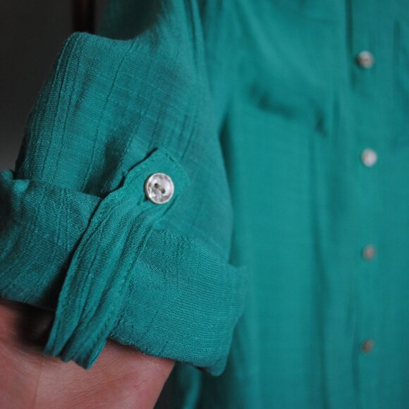 Cato Flowy Turquoise Button Up - Picture 3 of 4